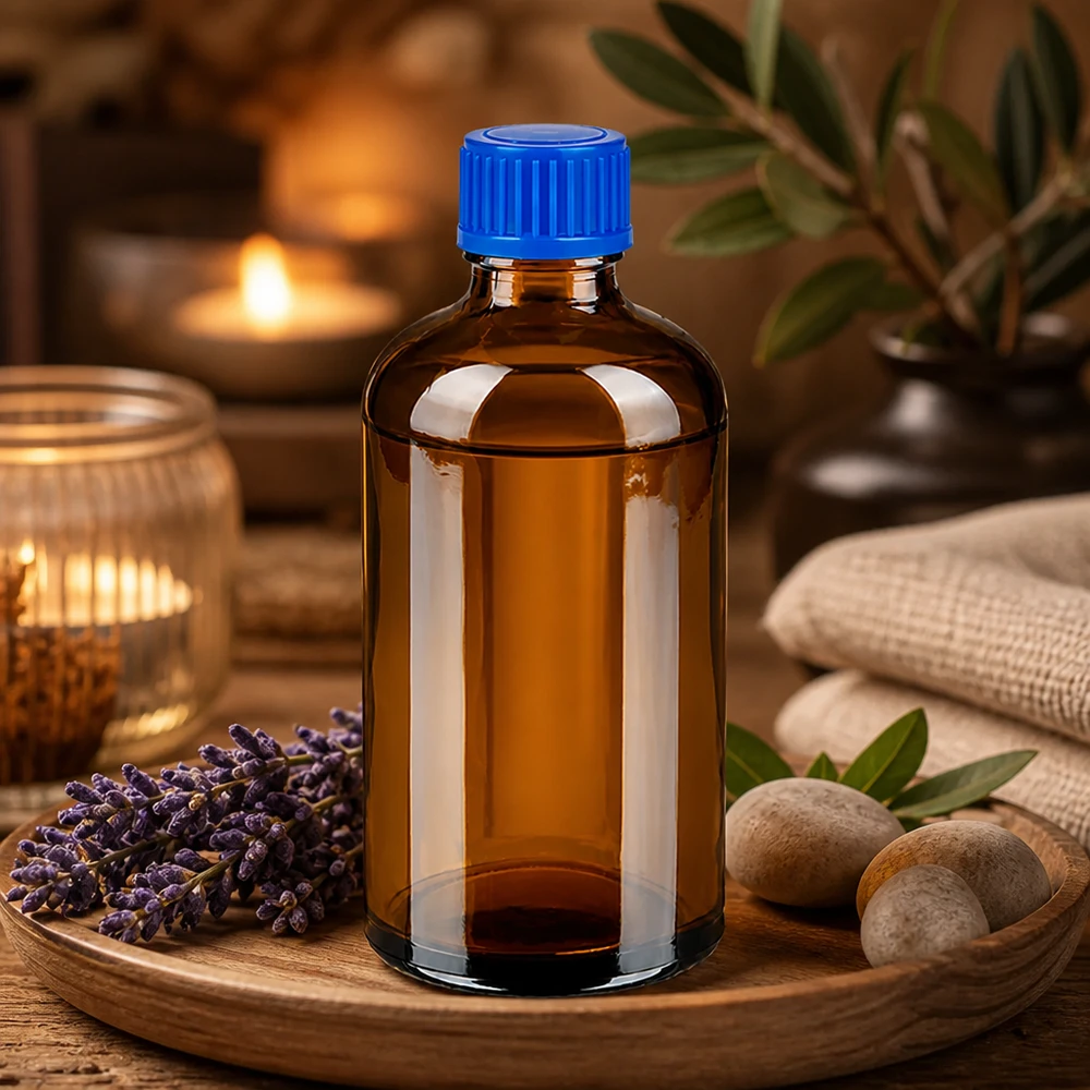 Bottiglia da 100ml 11mm SV blu STD BrownLine UT18/100 Flacone per medicinali da 100 ml in vetro ambrato con chiusura standardizzata secondo la norma DIN