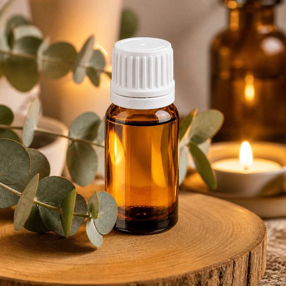Flacone da 10 ml di alta qualità in vetro ambrato con protezione dai raggi UV e tappo a vite bianco e sicuro.