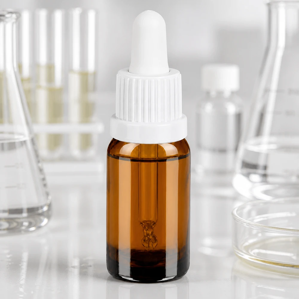 Flacone per pipette da 10 ml bianco OV BrownLine UT18/10 Bottiglia per pipette da 10 ml in vetro ambrato con protezione UV e pipetta bianca per una conservazione sicura