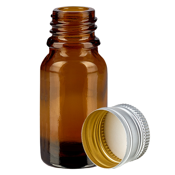 10ml Flasche 11mm Schraubverschluss Alu-Silber Standard BrownL. UT18/10