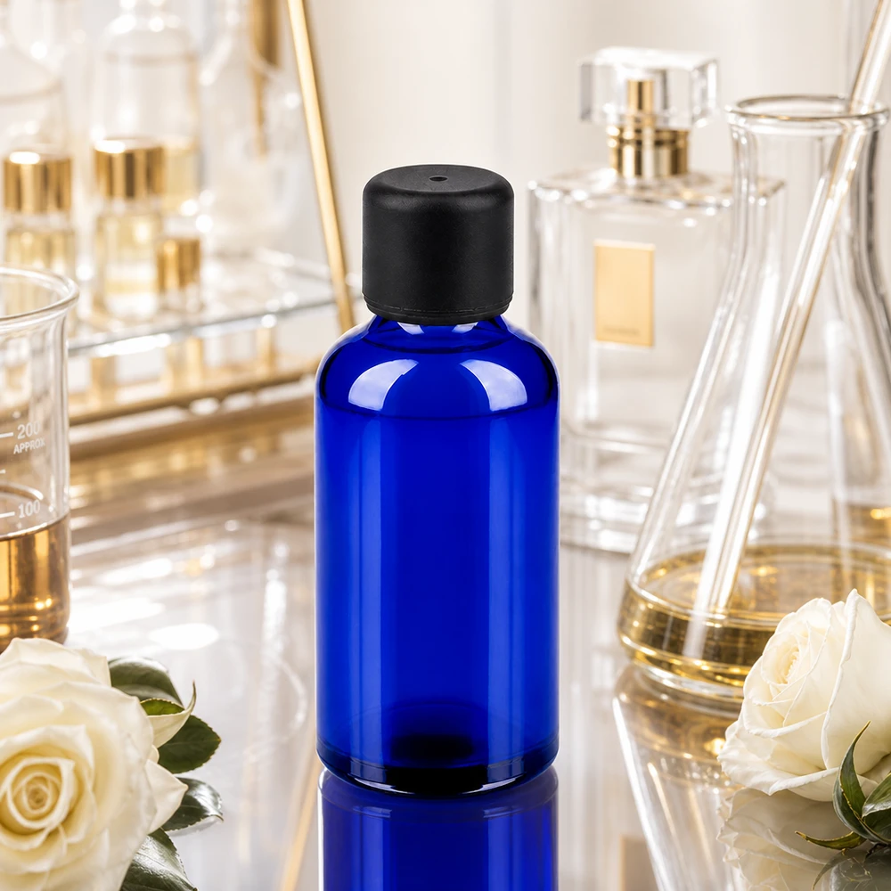 50ml Flasche 6mm Schraubverschluss schwarz Standard BlueLine UT18/50 Premium Glasflasche 50ml in Apothekenqualität mit chemieresistentem Material für pharmazeutische Lösungen