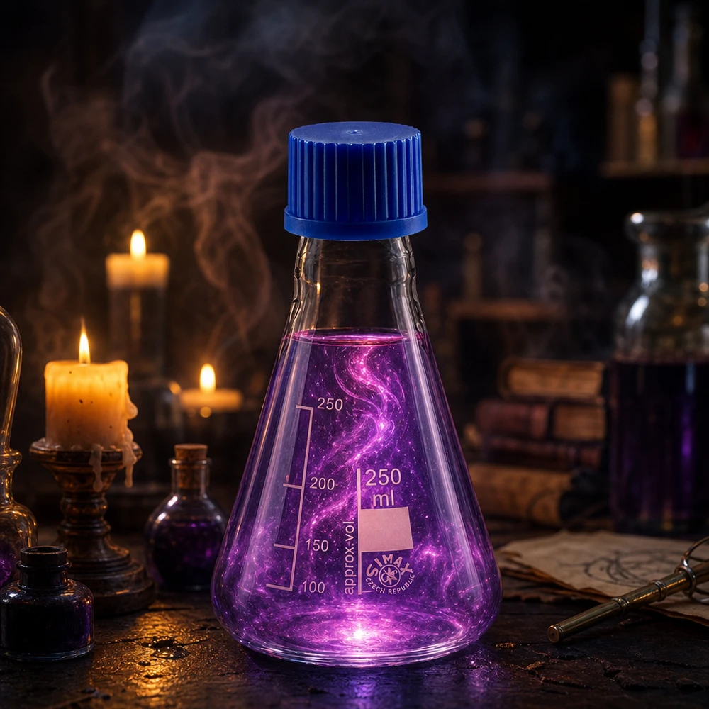 Erlenmeyer 250 ml col étroit, verre borosilicate avec filetage et bouchon Ballon de laboratoire conique 250ml avec large ouverture pour un remplissage et un nettoyage faciles