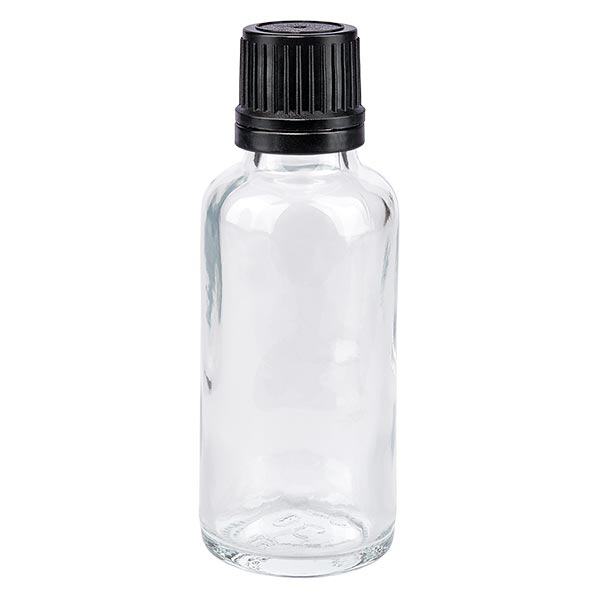 Flacone contagocce trasparente da 30ml OV nero/1mm ApoGlas Flacone contagocce trasparente da 30ml OV nero/1mm ApoGlas