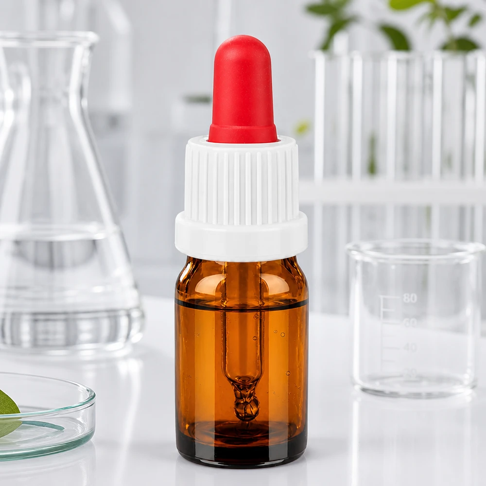 Bottiglia professionale da laboratorio da 5 ml in vetro con protezione UV con pipetta contagocce per applicazioni scientifiche