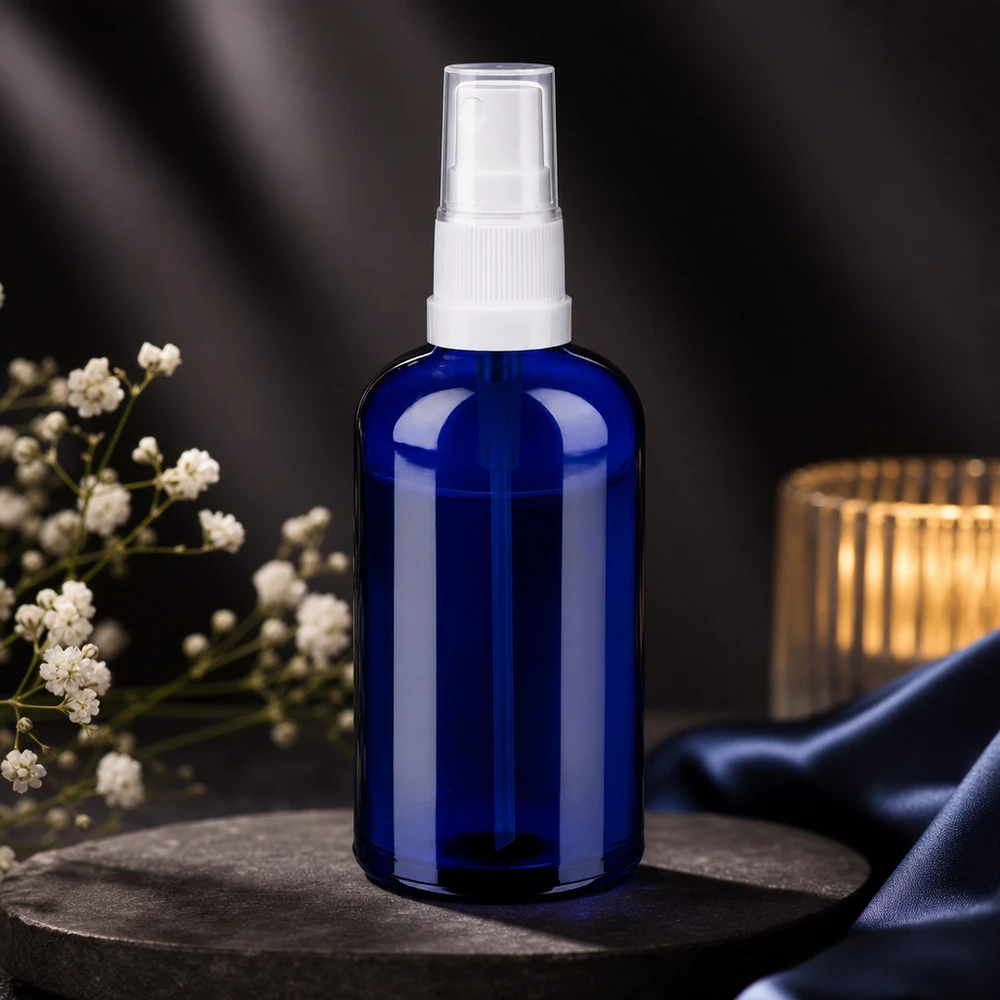 100ml Sprayflasche weiß/transparent Standardverschluss BlueLine UT18/100 Wiederbefüllbare 100ml Sprayflasche mit feinem Sprühnebel ideal für Raumsprays und Kosmetik
