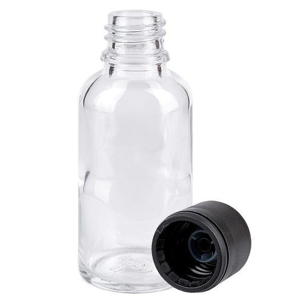 50ml Flasche 11mm Schraubverschluss schwarz Originalitätsverschluss ClearLine UT18/50