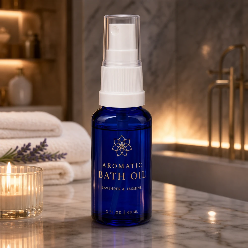 Apothekenflasche blau 20ml Sprayaufsatz weiß Stabile 20ml Sprayflasche aus blauem Apothekerglas für ätherische Öle und Badezusätze
