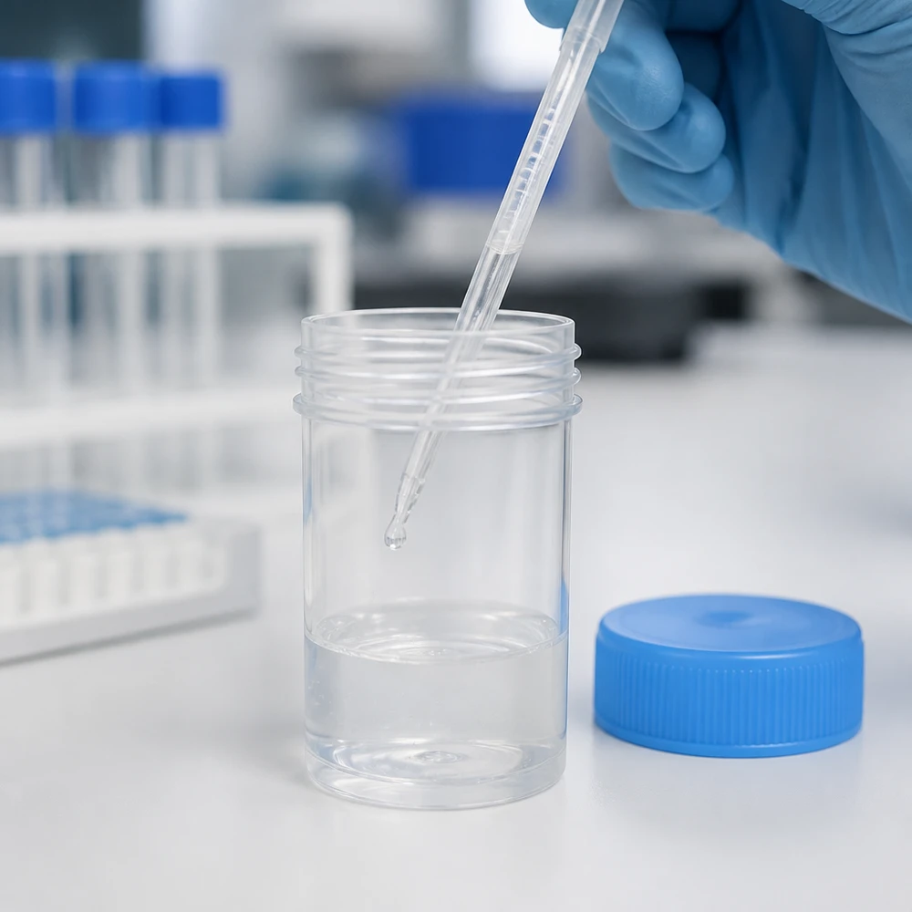Pot en plastique multiusage de 20 ml Tube à échantillon ouvert de 20 ml avec bouchon à vis et pipette pour un prélèvement stérile