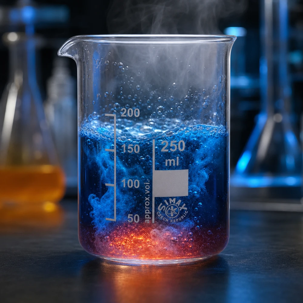 Bicchiere in vetro borosilicato da 250 ml resistente al calore per esperimenti con soluzioni di reazione colorate