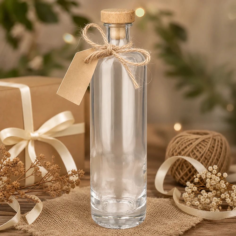 Bottiglia in vetro da 500 ml Ella con tappo in sughero con impugnatura in legno UNiTWIST®