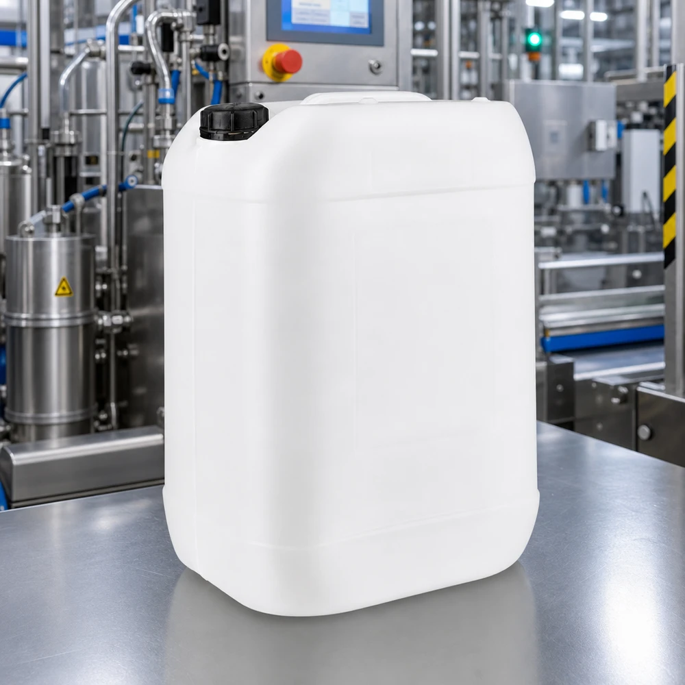 Jerrican de 25 litres avec bouchon à vis Bidon industriel blanc de 25 litres avec bouchon à vis, destiné aux liquides chimiques
