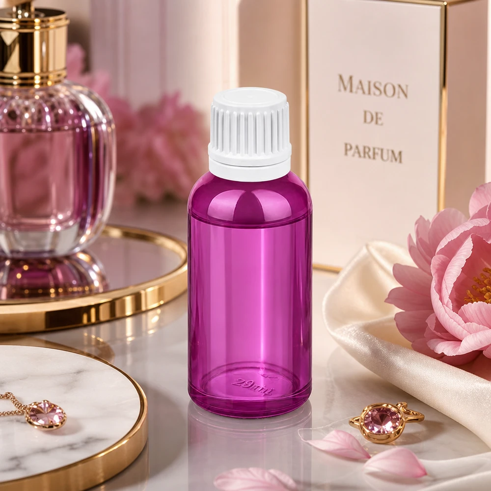 30ml Tropfflasche 0.7mm weiss Originalität Schraubverschlusserschluss PurpleLine UT18/30 30ml Tropfflasche in lila mit UT18 Gewinde ideal für selbstgemachte Kosmetik
