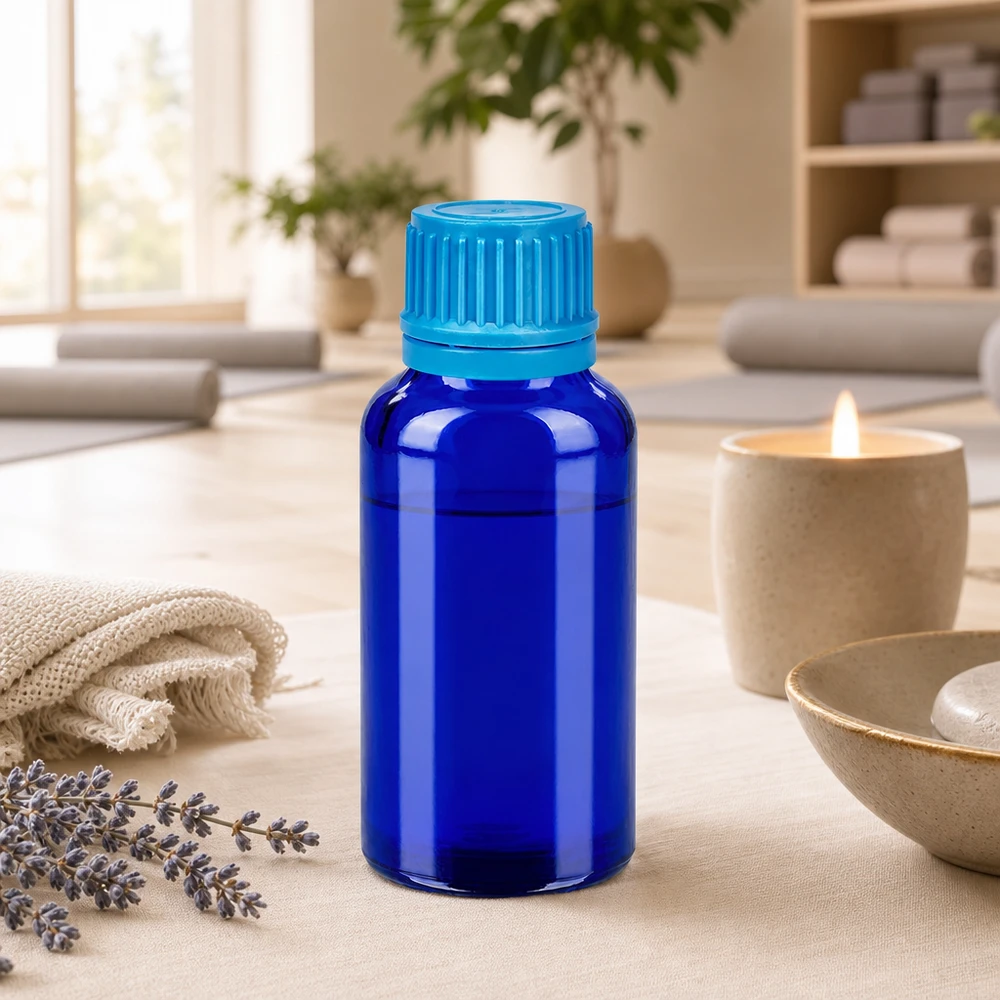 30ml Flasche 11mm Schraubverschluss blau Originalitätsverschluss BlueLine UT18/30 Stilvolle Glasflasche 30ml als nachhaltiges Behältnis für selbstgemachte Naturkosmetik