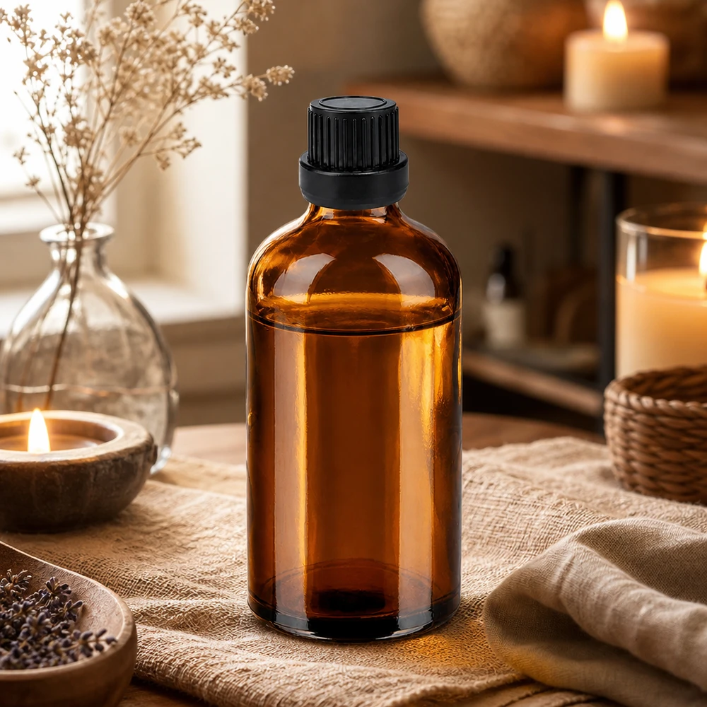 Contagocce da 100 ml fl. 2 mm nero OV BrownLine UT18/100 Flacone farmaceutico in vetro ambrato da 100 ml con tappo contagocce nero igienico per la conservazione sterile