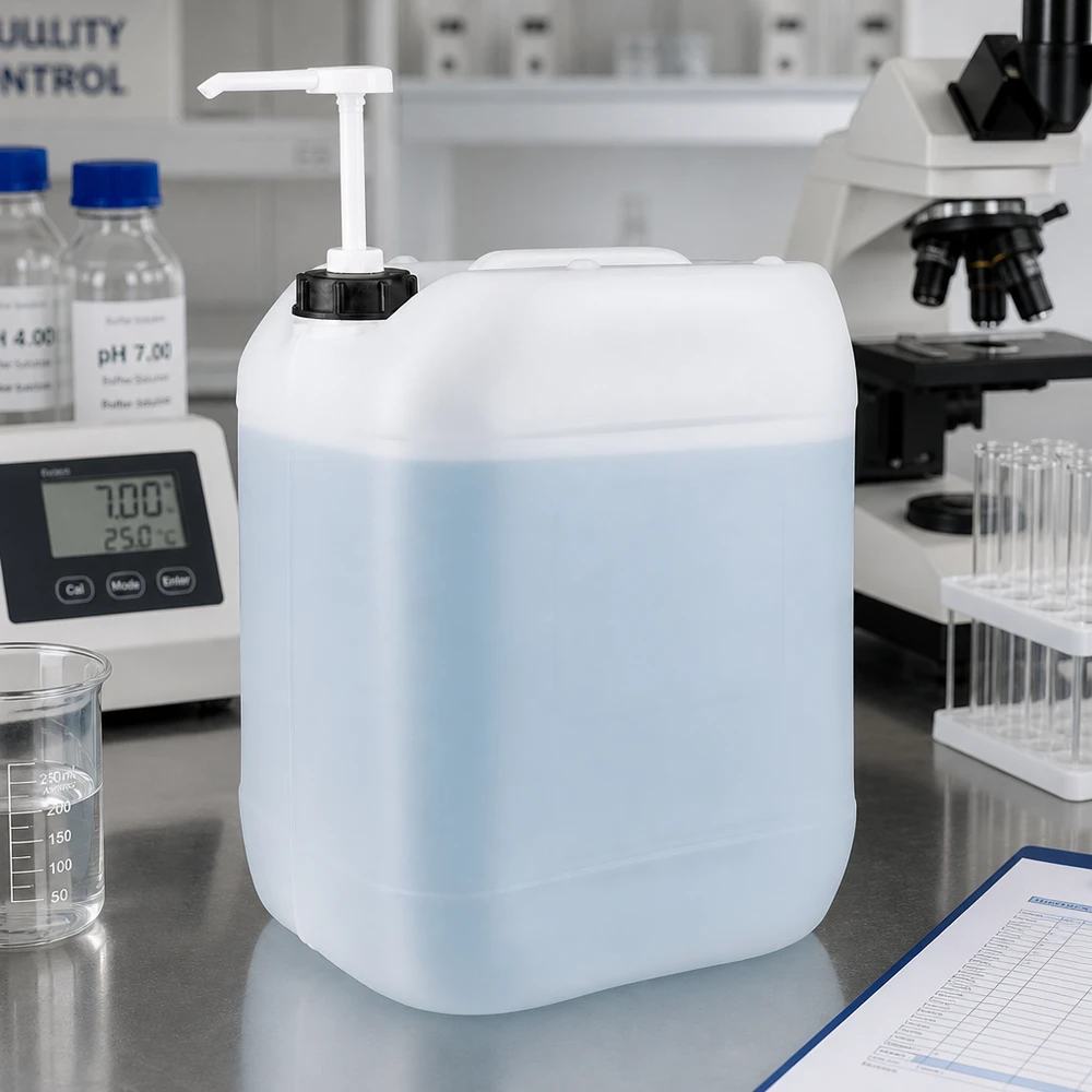 Kanister 20 Liter mit Dosierpumpe Stapelbarer 20 Liter Flüssigkeitsbehälter mit Pumpdosierer für Laborchemikalien und Reiniger