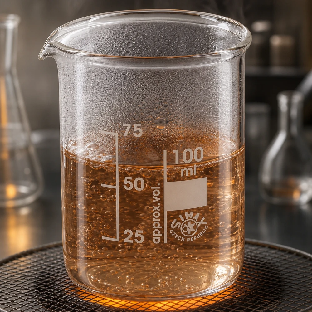 Becher 100ml in vetro borosilicato, forma bassa Bicchiere termoresistente da 100 ml di forma bassa con pratico beccuccio per lavori di laboratorio