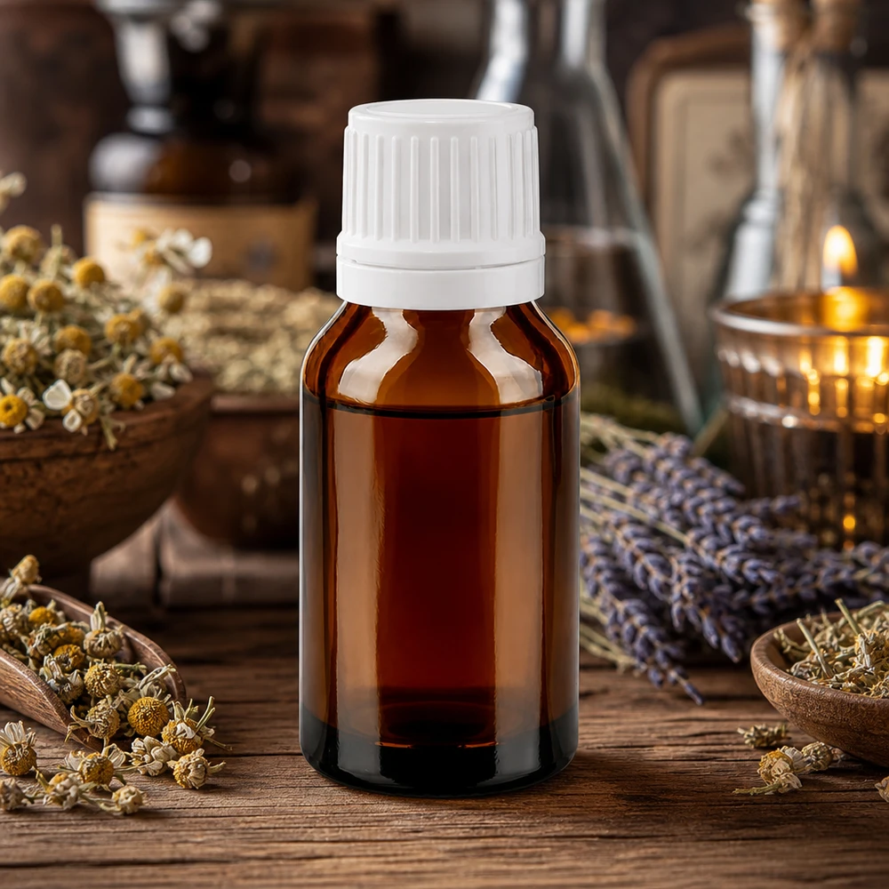 Natürliches Braunglas Fläschchen 15ml weißer Originalitätsverschluss für Kräuterextrakte und Tinkturen