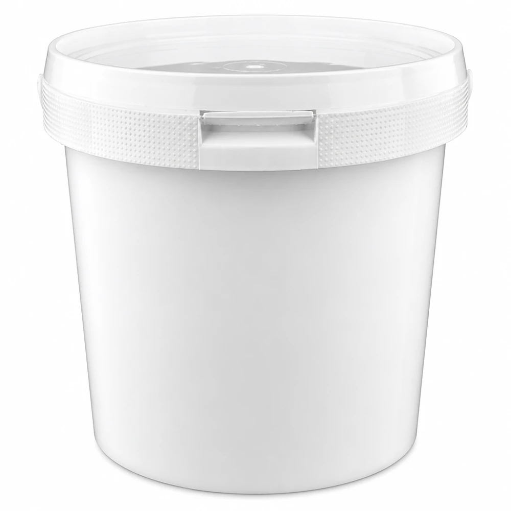 Eimer 2.5L aus weißem Kunststoff Polypropylen mit Deckel Runder Eimer 2,5 Liter weiß mit Schnappdeckel und Kindersicherung aus Polypropylen