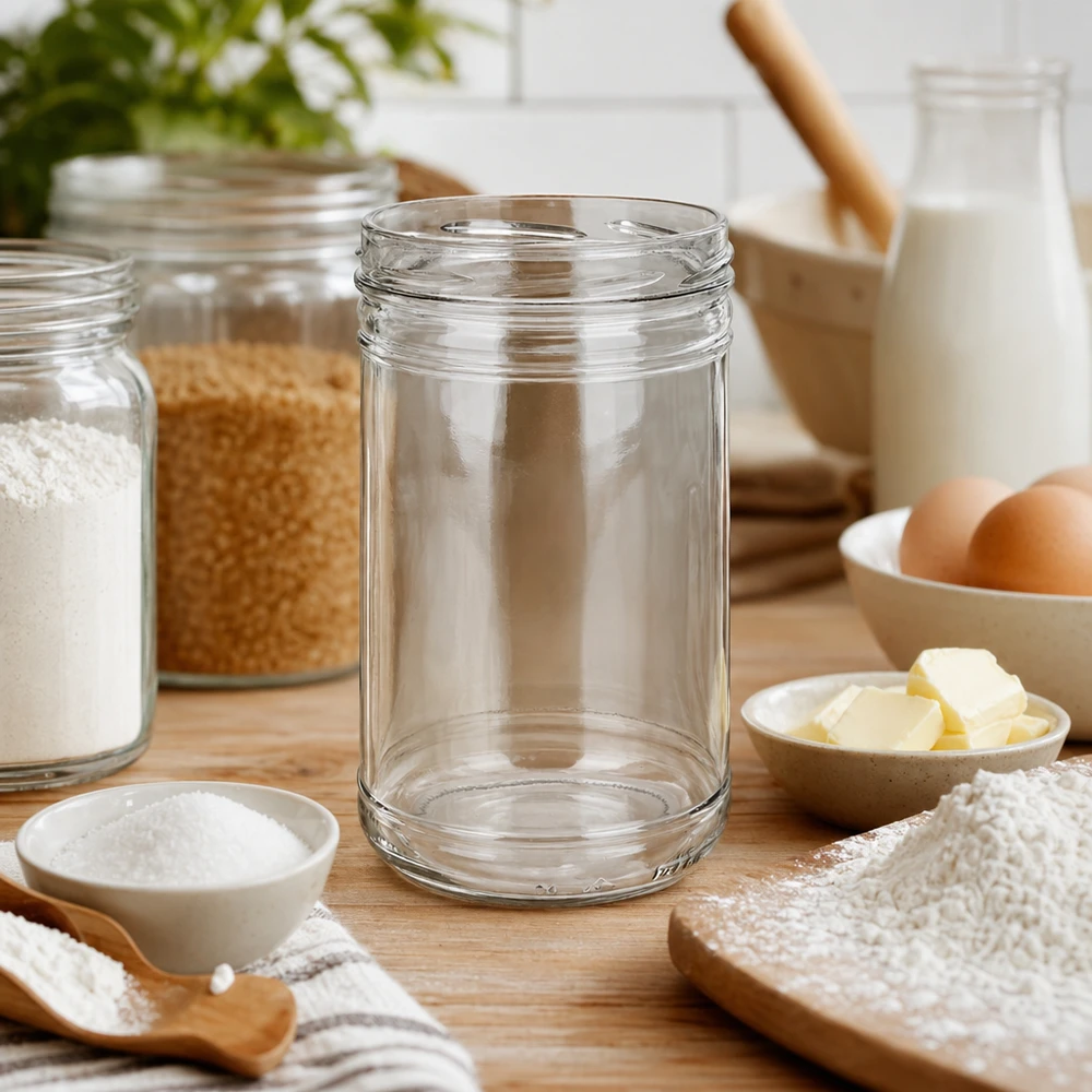 UNiTWIST Sturzglas 1053ml TO100 zwischen Backzutaten Mehl Butter Eiern als vielseitiges Küchen Aufbewahrungsglas