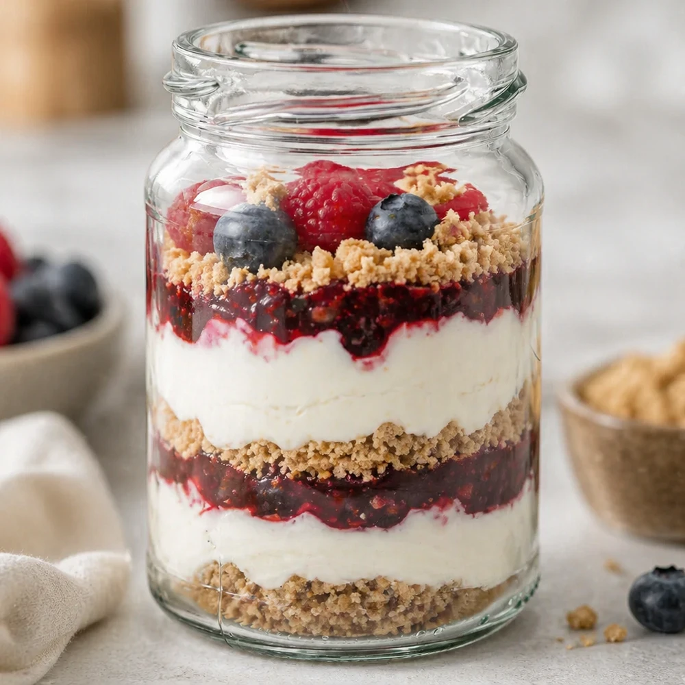 UNiTWIST Runda205 vaso rotondo 205ml con yogurt a strati, dessert ai frutti di bosco e zuccherini TO58 vaso da conserva