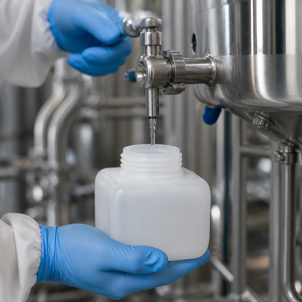 Flacons carrés en PE-HD à col large de 250 ml, récipients industriels pour prélèvement d'échantillons, gants pour salles blanches