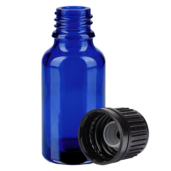 20ml Globuliflasche 3mm Giessring schwarz Originalitätsverschluss BlueL. UT18/20