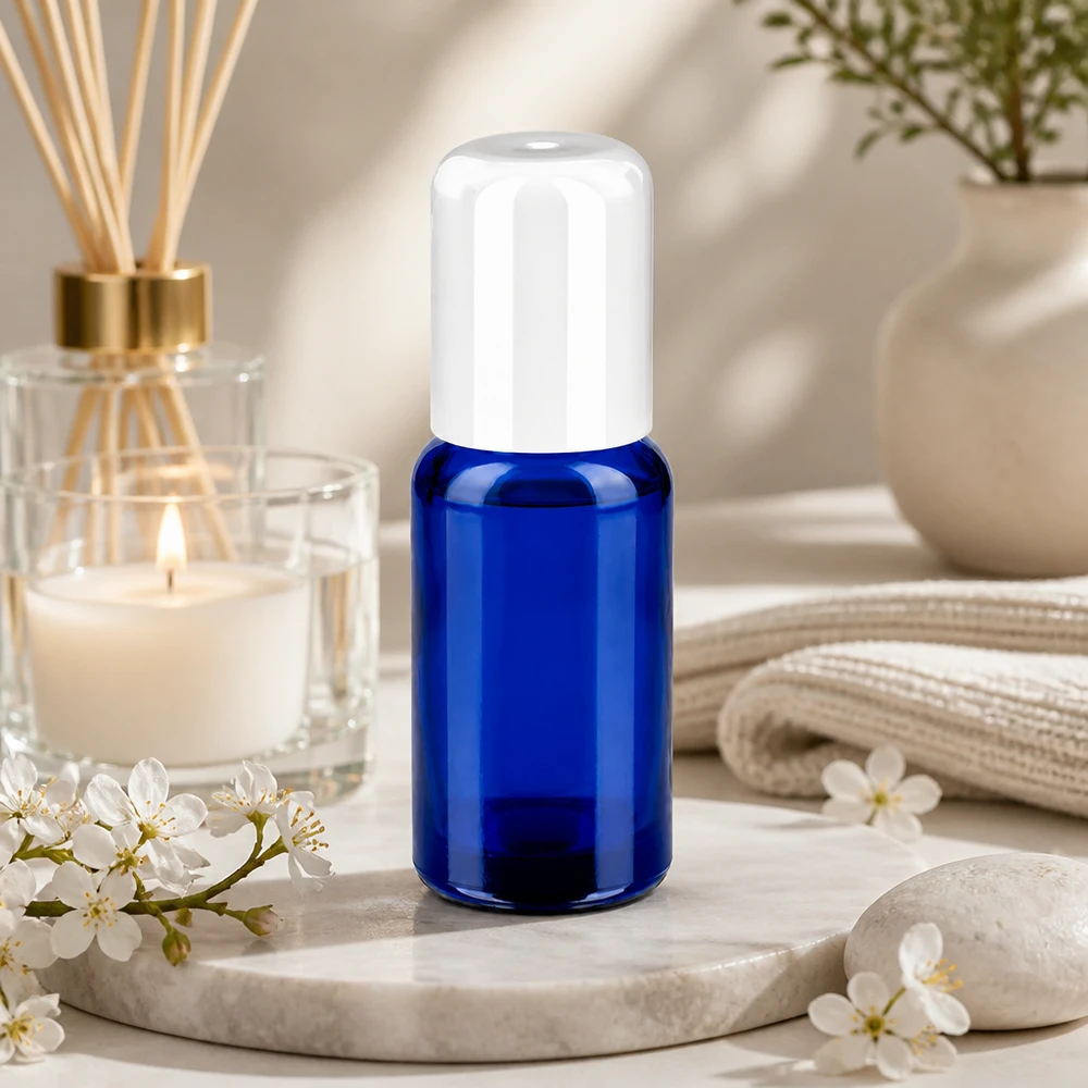 Flacone in vetro ricaricabile da 20 ml con sistema roll-on per il confezionamento di cosmetici sostenibili