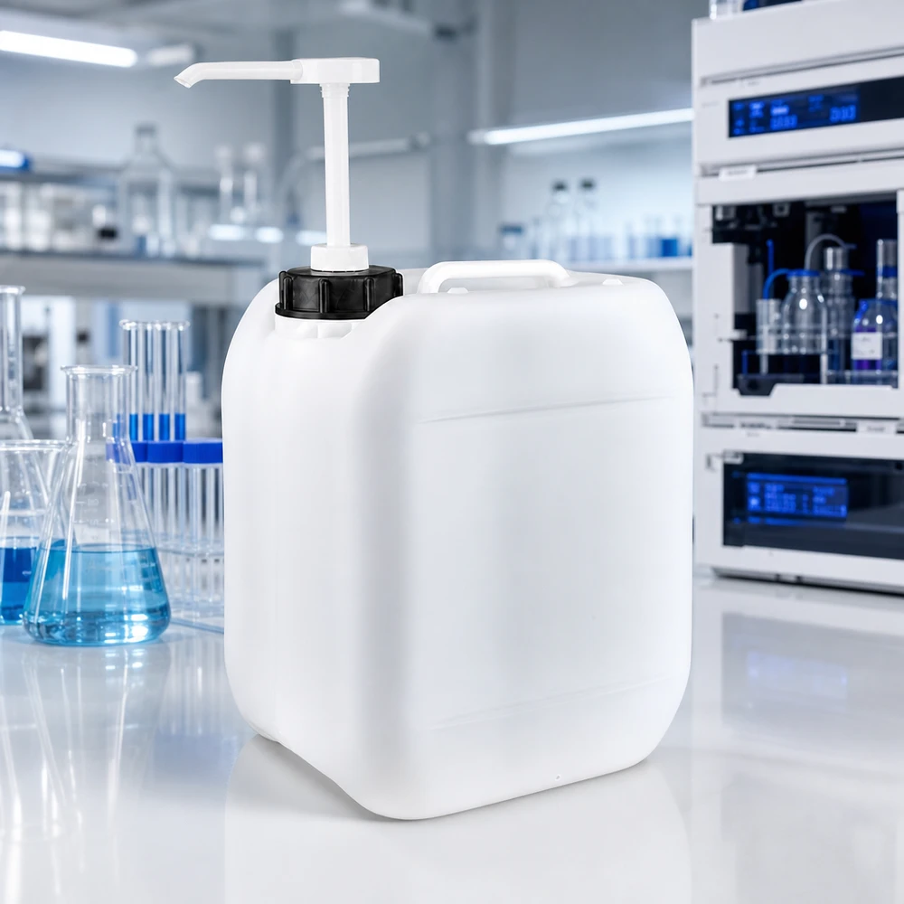Kanister 5 Liter mit Dosierpumpe Hygienischer Großgebinde Kanister 5L mit Einhand-Dosierpumpe für Laborchemikalien