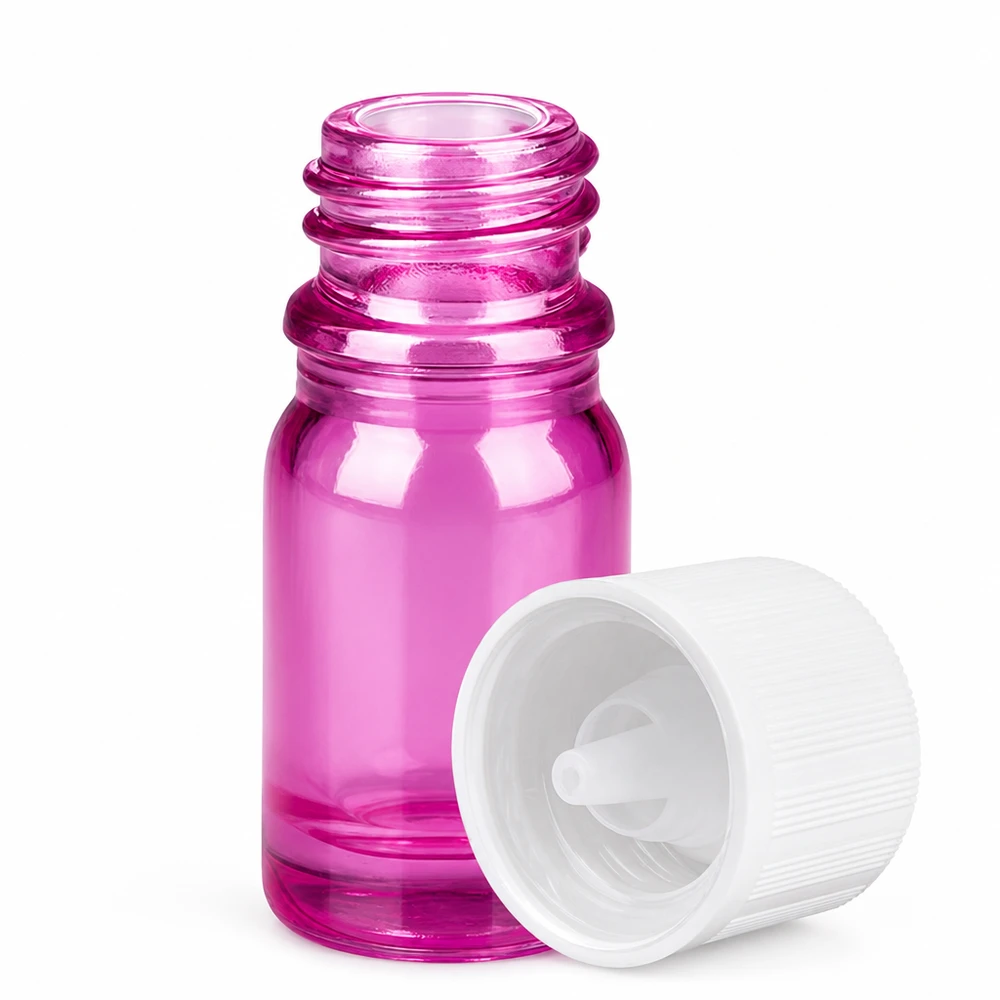 5ml Tropfflasche 1.2mm weiß Standard Kindersicher PurpleLine. UT18/5 Kompakte 5ml Flasche in lila mit Tropfeinsatz für Labor und pharmazeutische Zwecke