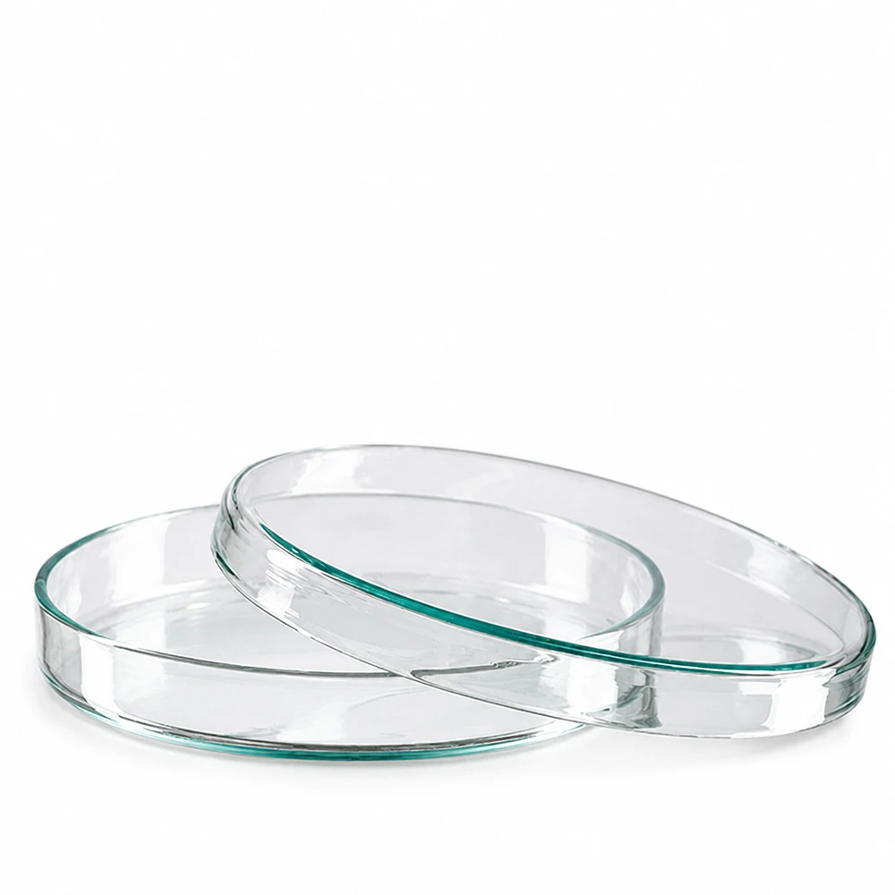 Boîte de Petri en verre 100x10 mm Boîte de Pétri en verre, 100 x 10 mm, transparente, destinée aux applications microbiologiques en laboratoire