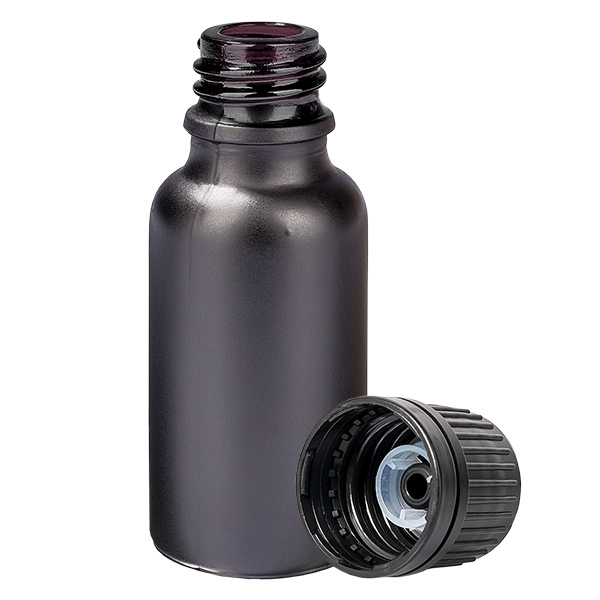 20ml Globuliflasche 8mm Giessring schwarz Originalitätsverschluss BlackL. UT18/20