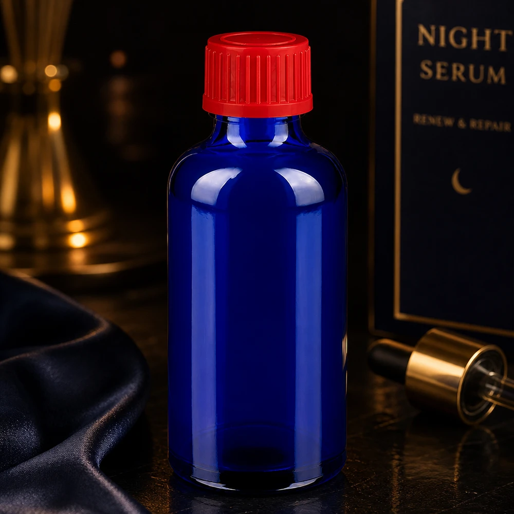 50ml Flasche 11mm Schraubverschluss rot Standard BlueLine UT18/50 Wissenschaftliche Probenflasche 50ml mit präzisem 11mm Gewinde und rotem Laborverschluss