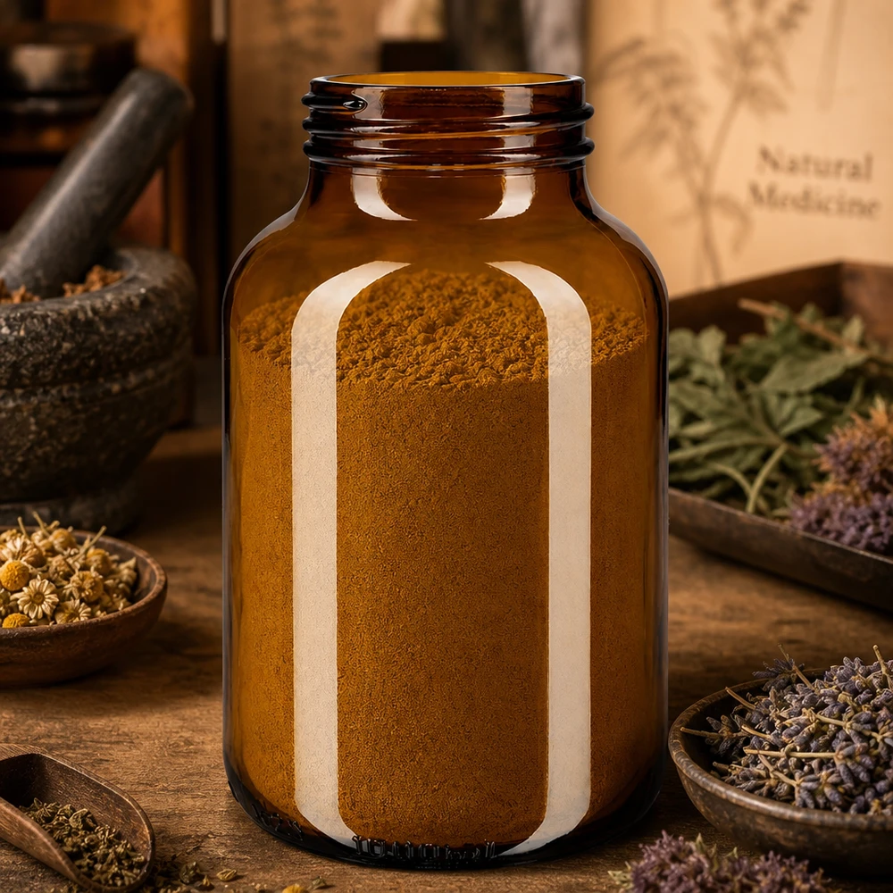 Bocal à col large en verre ambré 1000 ml, goulot DIN 68, sans couvercle Grand flacon en verre brun de 1000 ml à large ouverture, idéal pour les poudres et les granulés