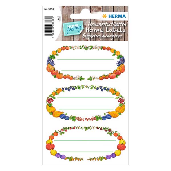 Küchenetiketten "Obstkränze" (12 Aufkleber)