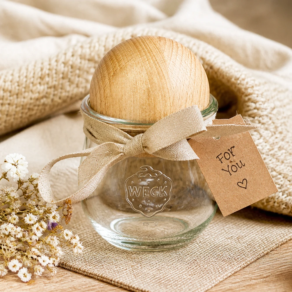 370ml Tulpenglas WECK RR80 mit Holzkugel Buche 370ml Tulpenglas WECK RR80 mit Holzkugel Buche