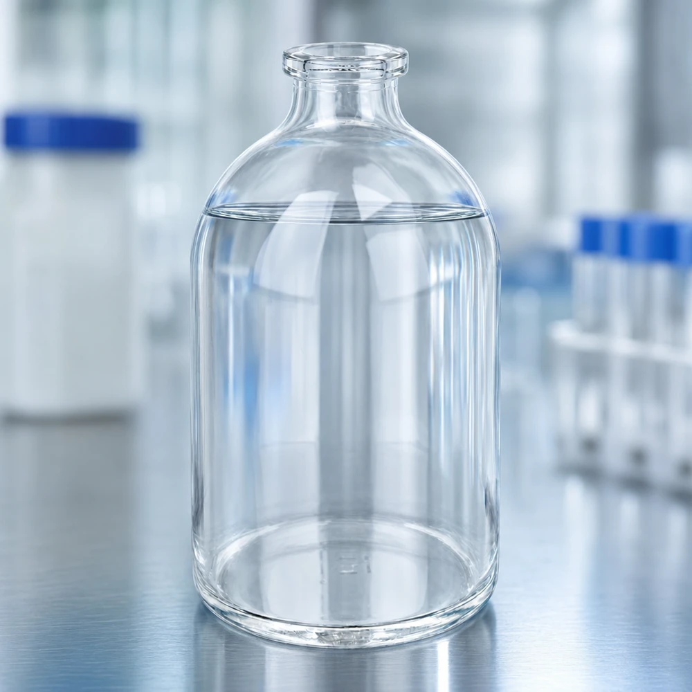 Injektionsflasche Klarglas 100ml Zylindrische Pharmaflasche 100ml aus hochwertigem Klarglas mit konisch zulaufendem Flaschenhals