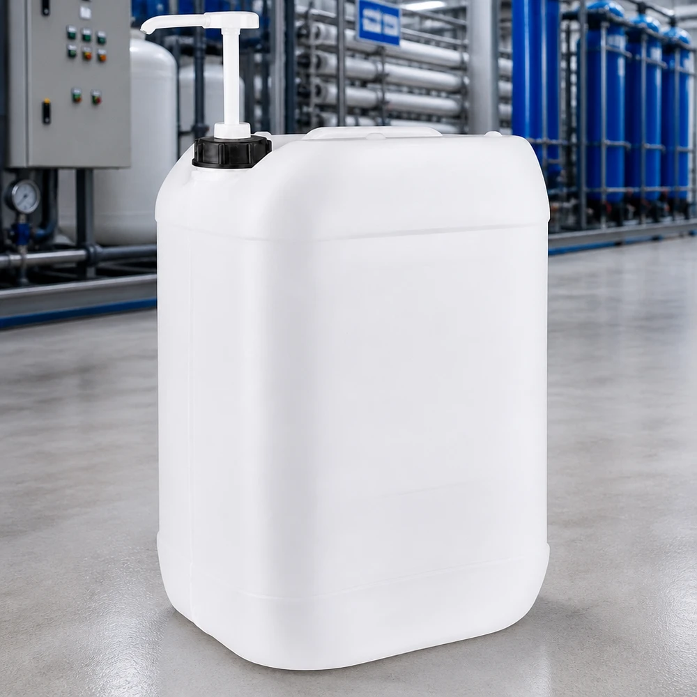 Kanister 25 Liter mit Dosierpumpe Großvolumiger Breitseiten-Kanister 25L mit Pumpe für industrielle Anwendungen
