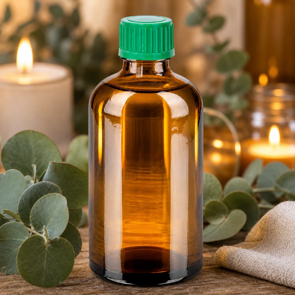 Bottiglia in vetro ecologico riutilizzabile da 100 ml con pratico tappo a vite