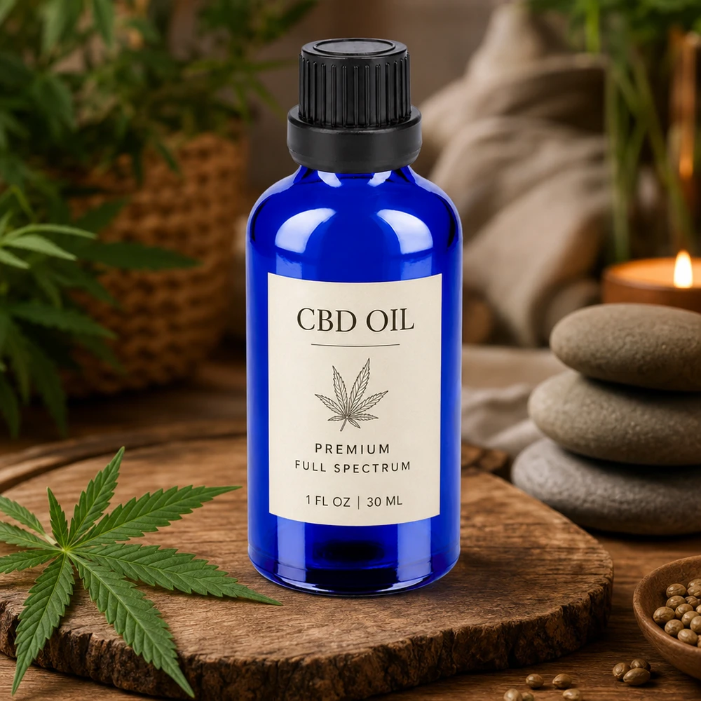 Flacone in vetro colorato blu scuro da 50 ml con sistema di contagocce preciso per rimedi naturali ed estratti