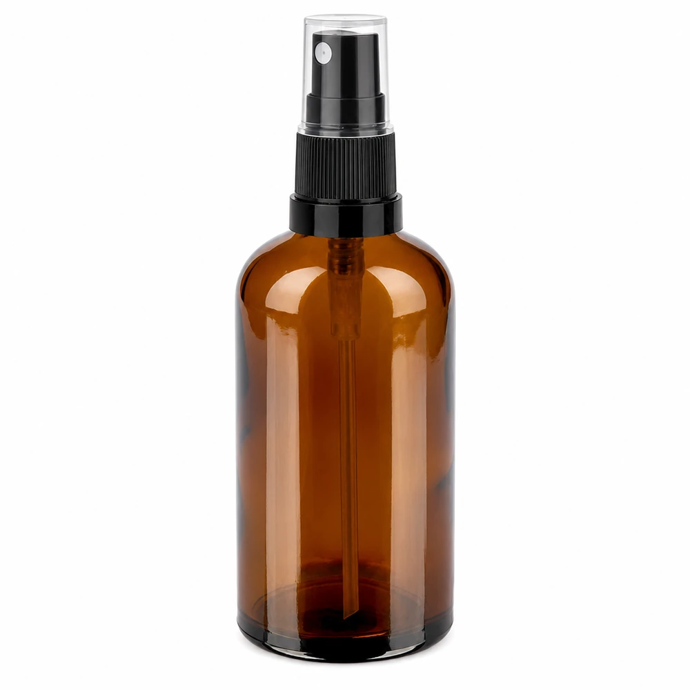 Flacone in vetro di alta qualità da 100 ml con testina a spruzzo fine per una distribuzione uniforme