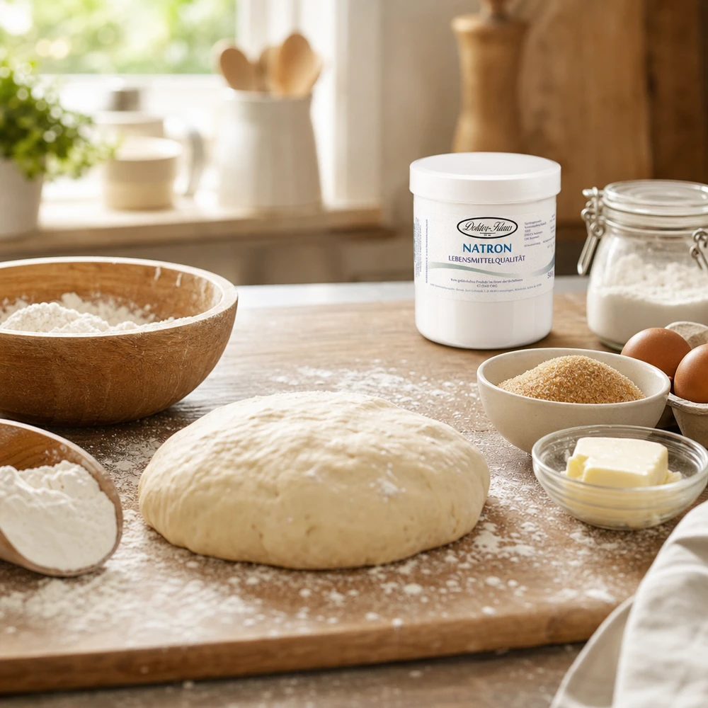 Natron Doctor Klaus 500g per la cottura del pane e la preparazione dell'impasto polvere bianca in un pratico barattolo