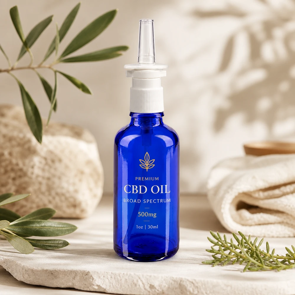 Apothekenflasche blau 50ml Nasenzerstäuber weiß Standard Hochwertige Pumpflasche 50ml Blauglas mit präziser Nasenspray-Düse für Apothekenbedarf