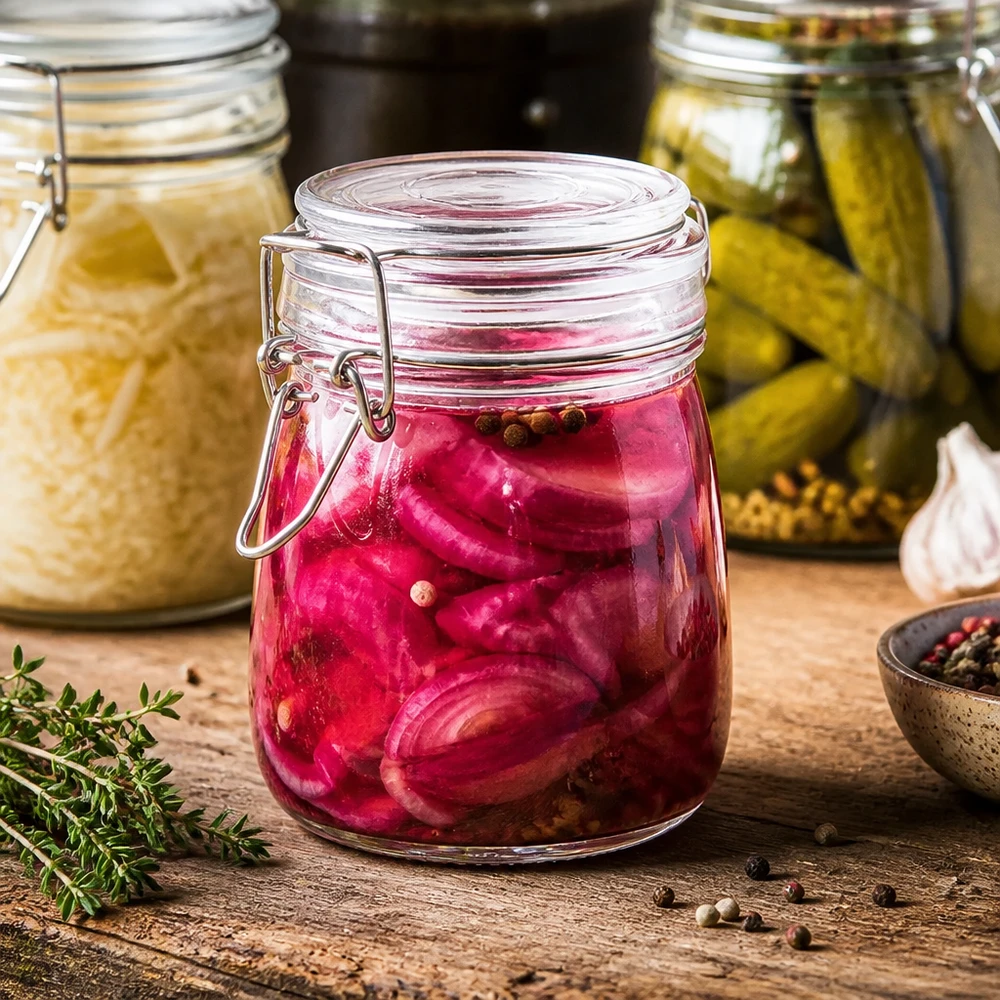 Versatile barattolo da 750 ml con tappo girevole per verdure sott'aceto e alimenti fermentati