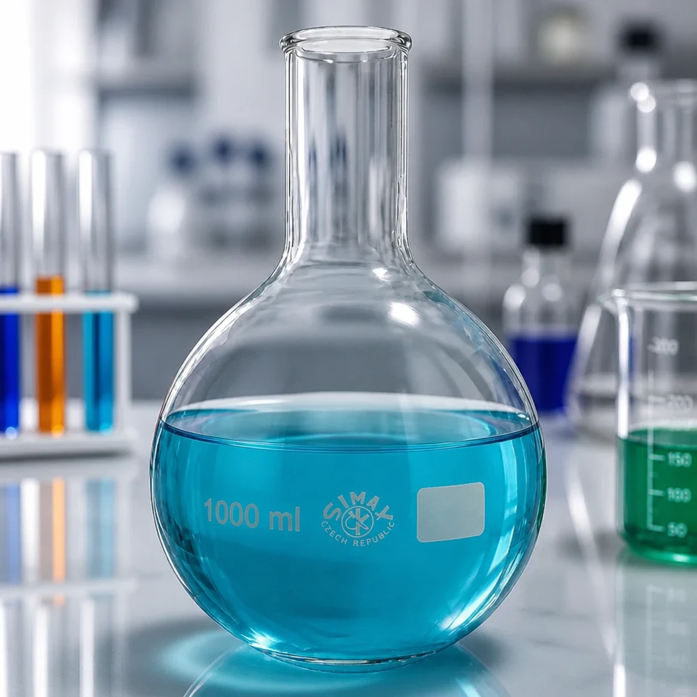 Pallone da laboratorio chimico a fondo tondo da 1000 ml con collo stretto per lo stoccaggio sicuro delle sostanze