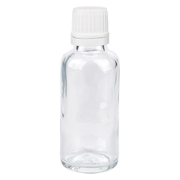 Flacone contagocce trasparente da 30 ml OV bianco/0,7 mm ApoGlas Flacone contagocce trasparente da 30 ml OV bianco/0,7 mm ApoGlas