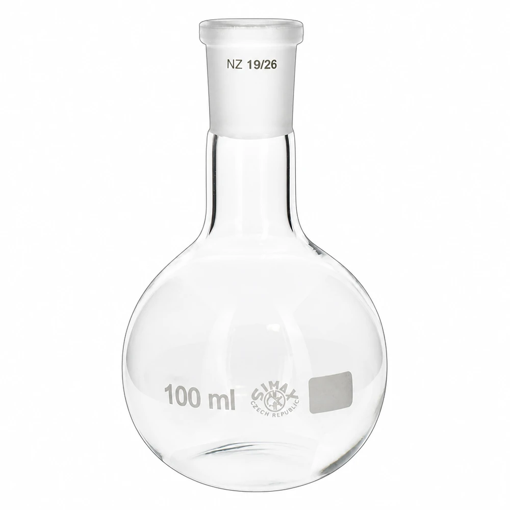 Stehkolben 100ml mit Normschliff (19/26) Rundbodenkolben 100ml Normschliff 19/26 kompakte Größe ideal für kleine Ansätze