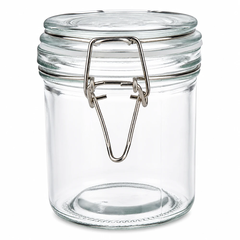 250ml Vorratsglas mit Silikonring und Bügelverschluss UNiTWIST Barattolo rotondo per conserve da 250 ml in vetro trasparente con manico in metallo per cucina e conservazione