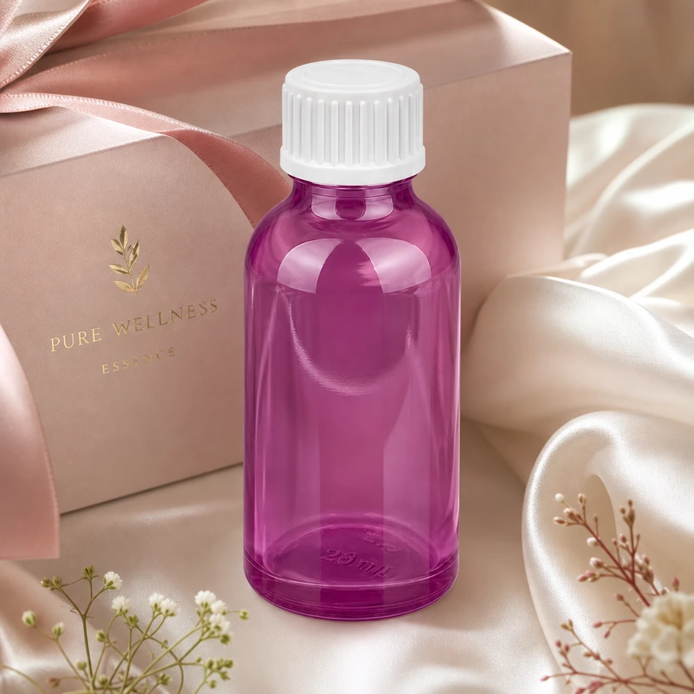 30ml Tropfflasche 0.9mm weiss Standard PurpleLine. UT18/30 Elegante violette 30ml Flasche mit weißem Kontrast für stilvolle Aufbewahrung