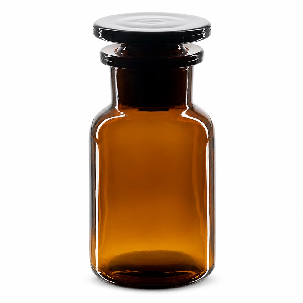 Rundschulterfl. 100ml braun Weithals Glasstopfen Lichtschutzflasche 100ml Braunglas Weithals Rundschulter mit Glasstopfenverschluss