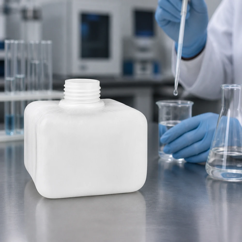 Flacon compact pour produits chimiques, 250 ml, à col étroit GL28, en PE-HD blanc, adapté au contact alimentaire